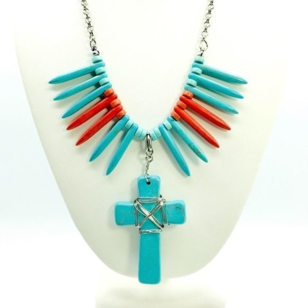 New!‎ Turquoise cross necklace